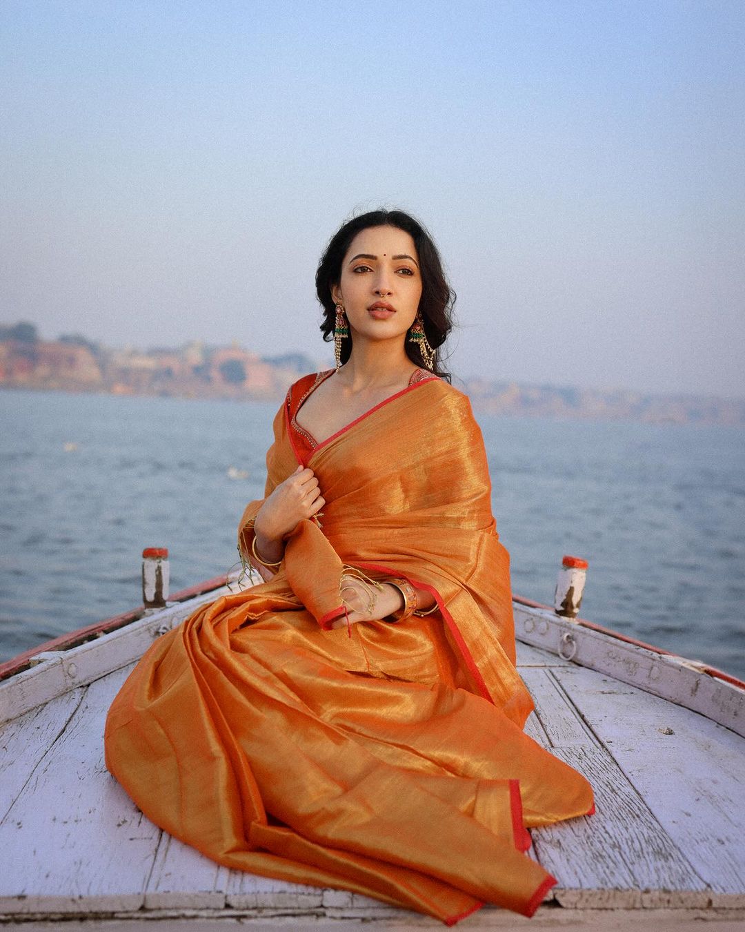 Tollywood Actress Neha Shetty in Traditional Orange Saree